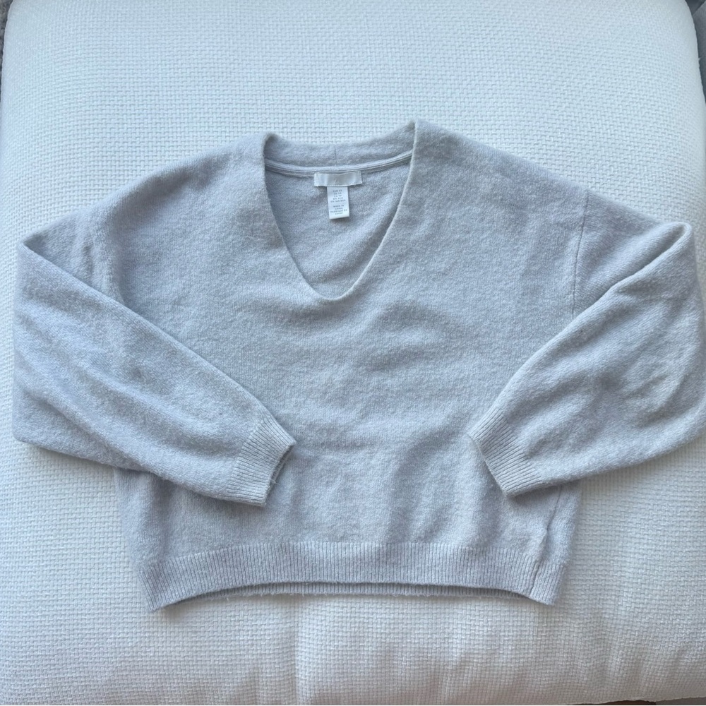 Light Greige Soft V-Neck Women's Sweater